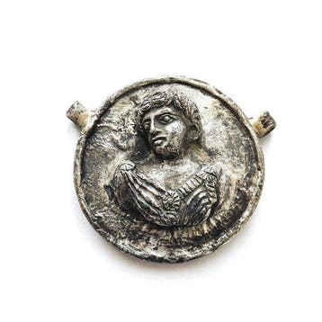 Graeco-Bactrisch Zilver Hermes-godheid Portret Hanger