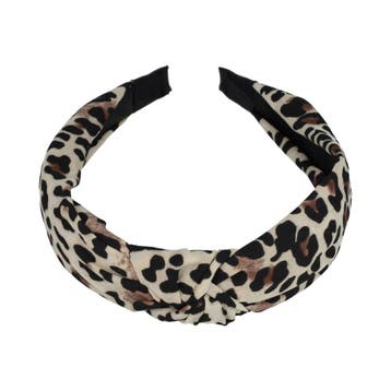 Haarband Diadeem 3cm – Knoop - Panterprint – Zwart Bruin, Nieuw
