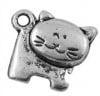 6 x Tibetaans zilveren bedel van een poes 15x17mm (Bedels), Ophalen of Verzenden, Nieuw, Bedel