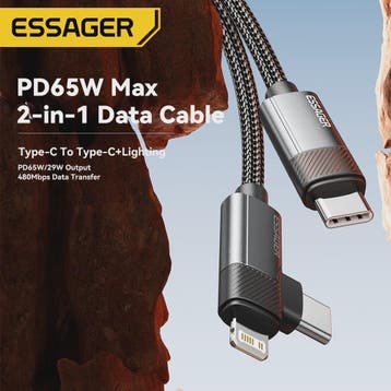 Essager 2-in-1 Hoek Kabel: PD 65W Snelladen & Data | USB-C &, Verzenden, Nieuw
