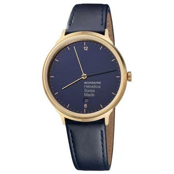 Mondaine - Helvetica No1 Bleu Marine Light - Zonder, Nieuw