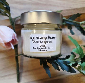 Handgemaakte soja massage kaars - shea boter - Witte tea -, Nieuw