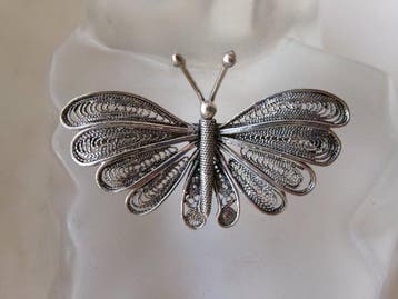 Zilver, filigraan - Broche - Art Nouveau, Antiek en Kunst