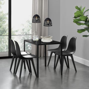 Eethoek Delft glazen eettafel met 4 stoelen zwart, Huis en Inrichting, Tafels | Eettafels, Verzenden, Nieuw