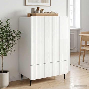 vidaXL Dressoir Hoogglans Wit 66 x 34,5 x 97 cm Bewerkt hout, Verzenden, Nieuw, Overige houtsoorten, Minder dan 50 cm