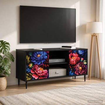 vidaXL Tv-meubel KIEL 102 x 33 x 51 cm Zwart eiken Bewerkt, Minder dan 50 cm, Verzenden, Nieuw, Minder dan 100 cm