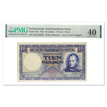 10 Gulden Willem I - Staatsmijnen 1945 PMG 40, Postzegels en Munten, Bankbiljetten | Nederland, Verzenden