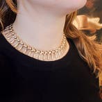 Gouden Cleopatra schakelcollier (Ketting), Sieraden, Tassen en Uiterlijk, Kettingen, Ophalen of Verzenden, Gebruikt, Overige kleuren