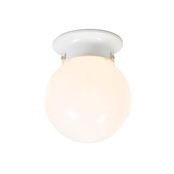 Retro plafondlamp wit opaal glas - Scoop, Verzenden, Nieuw, Glas