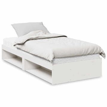 vidaXL Slaapbank met matras 80x200 cm massief grenenhout wit, Eenpersoons, Verzenden, Wit, Nieuw
