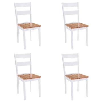 vidaXL Eetkamerstoelen 4 st massief rubberwood wit, Verzenden, Nieuw, Wit