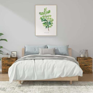 vidaXL Nachtkastjes 2 st bewerkt hout gerookt eikenkleurig, Minder dan 45 cm, Verzenden, Nieuw, Minder dan 55 cm