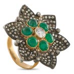 Ring - 14 karaat 14K rosegoud 2,0 ct diamant en smaragd,, Nieuw