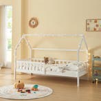 Kinderbed Ydre huisbed met bedbodem 90x200 cm wit [en.casa], Verzenden, Nieuw