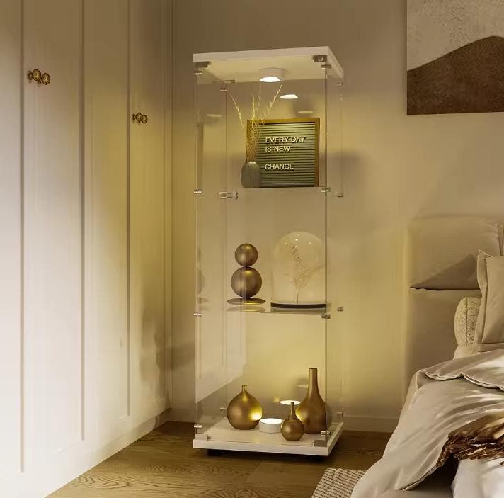 Moderne Glazen Vitrinekast met LED en 3 Lagen, Huis en Inrichting, Kasten | Vitrinekasten, Nieuw, Verzenden