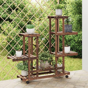 vidaXL Plantenstandaard met wielen 95x25x101 cm massief, Verzenden, Nieuw