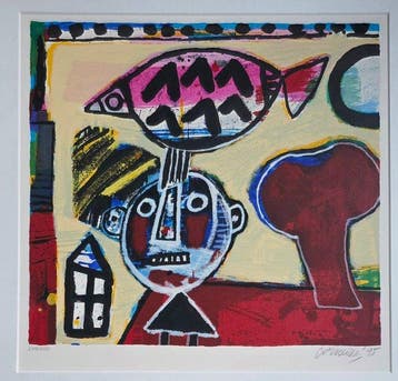 Corneille (1922-2010) - Cobra figuur met vogel