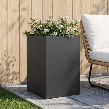 vidaXL Plantenbak Zwart 40 x 40 x 75 cm Koudgewalst staal, Verzenden, Minder dan 60 cm, Nieuw, Metaal