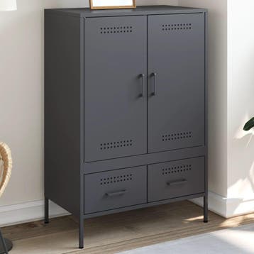 vidaXL buffetkast 68x39x101,5 cm staal antracietkleurig, Verzenden, 100 tot 150 cm, Nieuw, 50 tot 100 cm