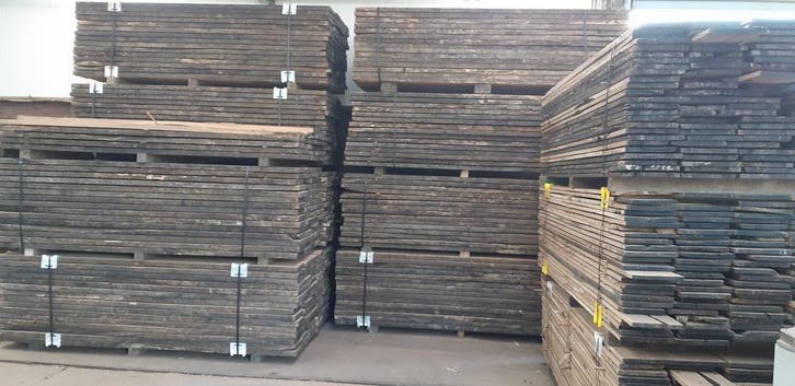 Spoorwegplanken | wagonplanken | eiken planken | oudhout, Doe-het-zelf en Verbouw, Hout en Planken, Plank, Zo goed als nieuw, Eiken