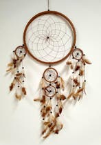 Dromenvanger - Dreamcatcher  bruin leer 25 cm, Verzenden, Nieuw