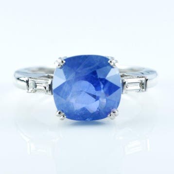 Ring Platina - 7.05ct. tw. Saffier - Diamant - Sri Lanka, Nieuw