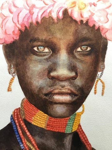 Nur Ilham (XX) - African tribes, Antiek en Kunst, Kunst | Schilderijen | Modern