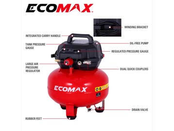 Ecomax Pancake Luchtcompressor 23L - Compact - Dubbele, Doe-het-zelf en Verbouw, Verzenden, Nieuw
