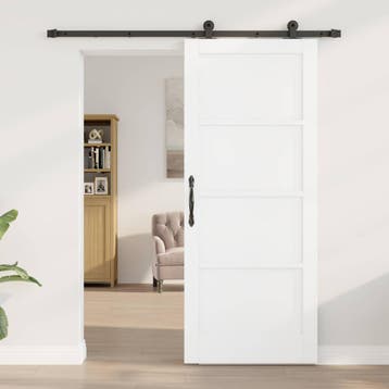 vidaXL Schuifdeur 83 x 202 cm Bewerkt hout Wit en zwart, Verzenden, Nieuw
