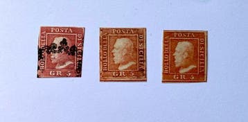 Italiaanse oude staten - Sicilië 1859 - Drie exemplaren van, Gestempeld