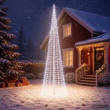 vidaXL Kerstboomverlichting met grondpen en vlaggenmast 500, Verzenden, Nieuw