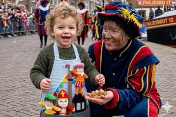 Sint en Piet Schort Haken met Boot - Haakpret Anja Toonen, Ophalen of Verzenden, Nieuw