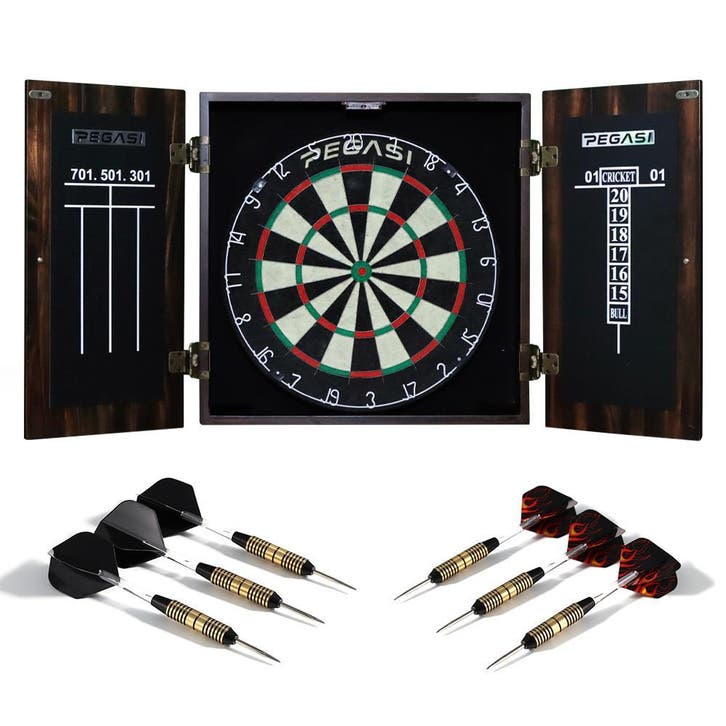 Dartbord - Dartbord in kast - Pegasi - Dartbord electronisch, Hobby en Vrije tijd, Gezelschapsspellen | Overige, Nieuw, Ophalen of Verzenden