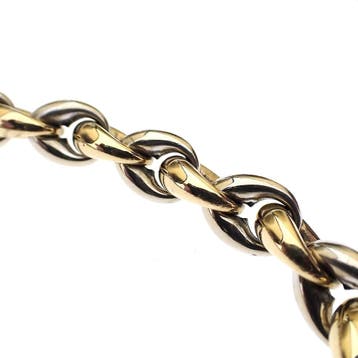 Bicolor gouden ankerschakel armband (Schakelarmband), Ophalen of Verzenden, Gebruikt, Goud, Goud