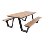 Picknickset Arezzo rechthoekig - teaklook picknicktafel voor, Tuin en Terras, Ophalen of Verzenden, Nieuw, Rechthoekig, Aluminium