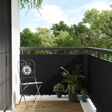 vidaXL Balkonscherm 500x100 cm poly rattan zwart, Verzenden, Nieuw