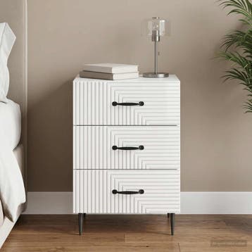 vidaXL Nachtkastje Hoogglans Wit 43 x 41 x 66,5 cm Bewerkt, Minder dan 45 cm, Verzenden, Nieuw, 55 tot 70 cm