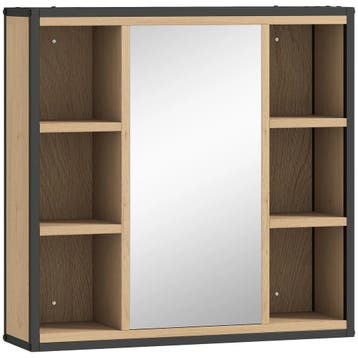 Badkamerspiegelkast, 6 Open Vakken, 3-laags Rek, Wandmontage, Verzenden, Nieuw