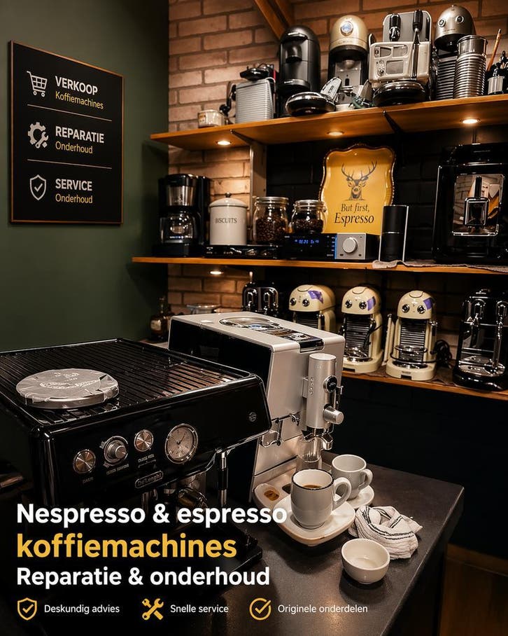 Reparatie alle merken Koffiemachines Nespresso,KitchenAid..., Witgoed en Apparatuur, Koffiezetapparaten, 10 kopjes of meer, Zo goed als nieuw