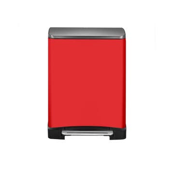 EKO E-Cube recycling pedaalemmer 28+18 ltr - rood/Mat RVS, Verzenden, Nieuw