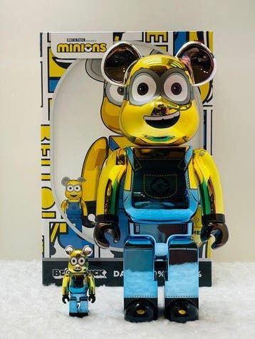 Medicom Toy - BE@RBRICK 400% & 100% Minions Dave (Chrome