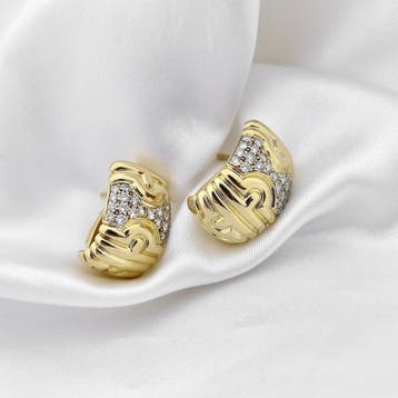 BVLGARI gouden oorbellen met diamanten; 1,32 ct., Gebruikt, Ophalen of Verzenden, Met edelsteen, Goud