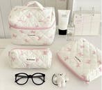 Katoenen toilettas met strik gewatteerde make-up organizer, Verzenden, Nieuw