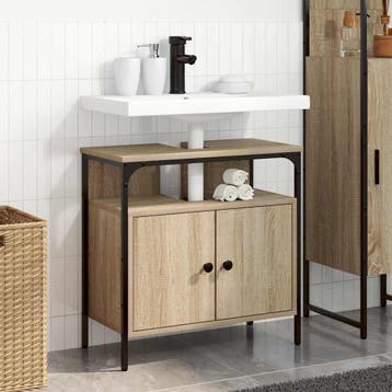 vidaXL Badkamer Kast Beige 60 x 30 x 60 cm Bewerkt hout, Verzenden, Nieuw