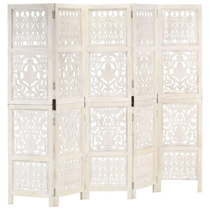 vidaXL Kamerscherm met 5 panelen handgesneden 200x165 cm, Huis en Inrichting, Woonaccessoires | Kamerschermen, Nieuw, Verzenden