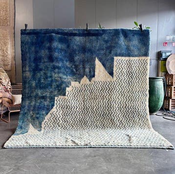 Berberse Marokkaanse Blauw en Wit Marokkaans - Vloerkleed -, Nieuw