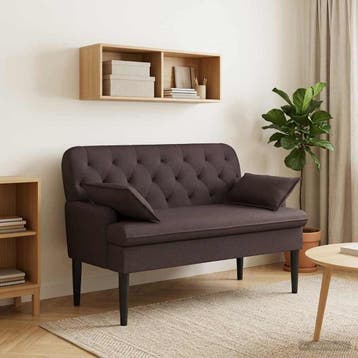 vidaXL Loungebank met knopencomfort Donkerbruin 111 x 68 x, Verzenden, Nieuw, Stof, Minder dan 150 cm