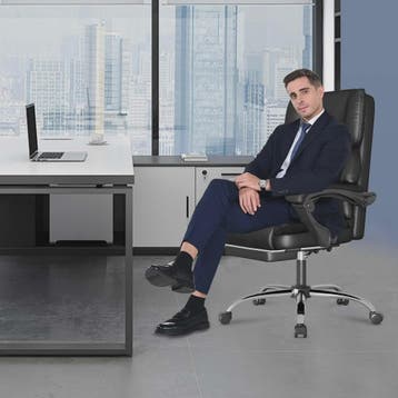 Ergonomische Directiestoel met Voetensteun - PU Leer - Verst, Huis en Inrichting, Verzenden, Nieuw