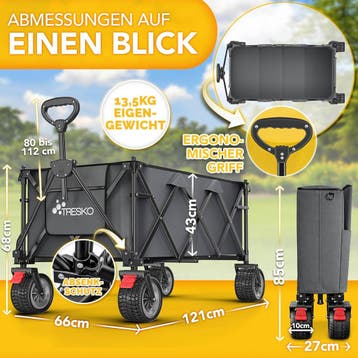 TRESKO® Bolderkar, opvouwbaar, 215 l, met rem, inklapbaar, 1, Verzenden, Zo goed als nieuw