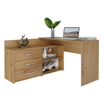 Hoekbureau eiken met ladekast (Kantoor), Huis en Inrichting, Verzenden, Nieuw